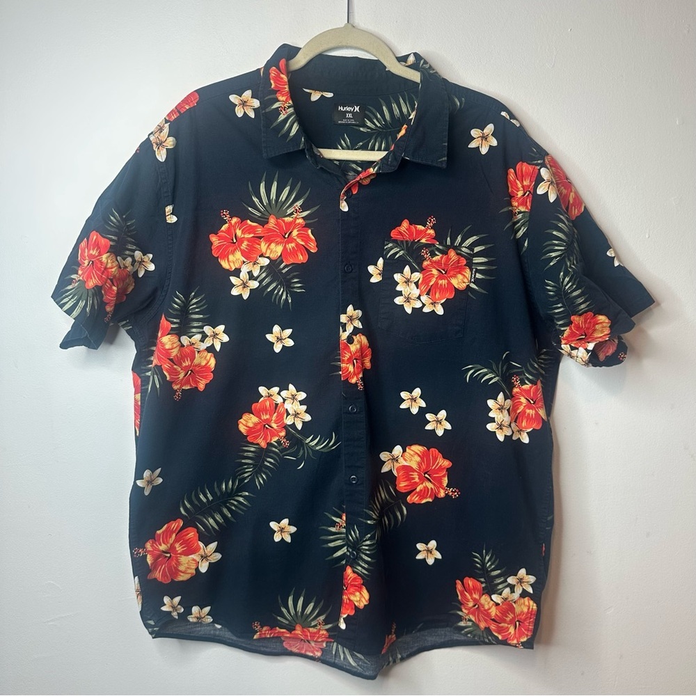 Hurley Men's Lido Stretch Short Sleeve Shirt Dark Navy Blue Size XXL